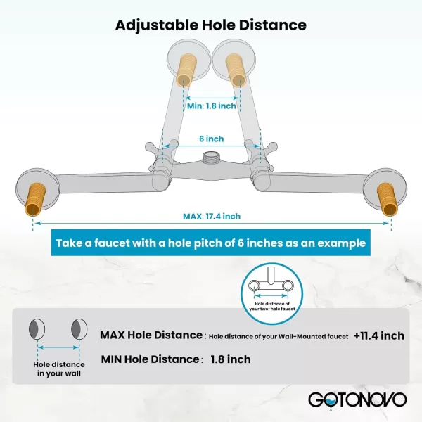 imagegotonovo Matte Black Clawfoot Tub 338 Inch Wall Mount Adapter Bathtub Kitchen Faucet Adjustable Swing Arms Commercial Utility 1 PairChrome Polished