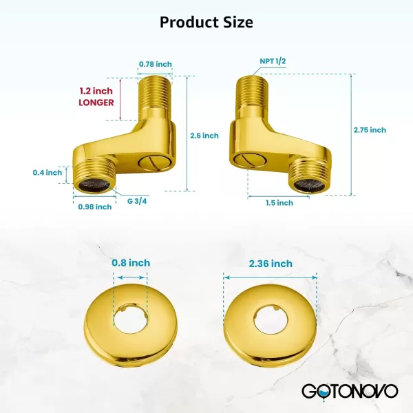 imagegotonovo Matte Black Clawfoot Tub 338 Inch Wall Mount Adapter Bathtub Kitchen Faucet Adjustable Swing Arms Commercial Utility 1 PairGold Polished