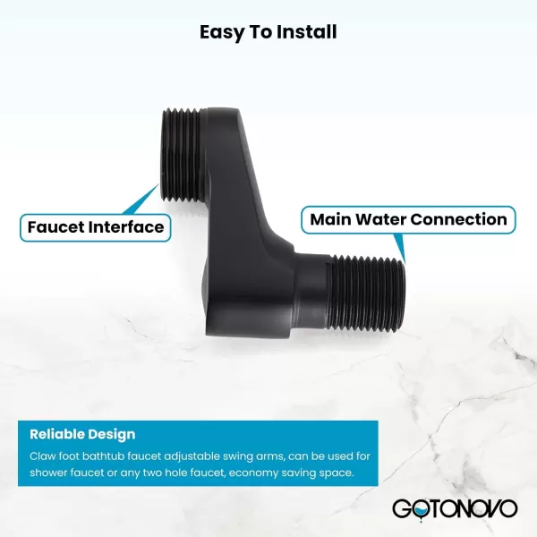 imagegotonovo Matte Black Clawfoot Tub 338 Inch Wall Mount Adapter Bathtub Kitchen Faucet Adjustable Swing Arms Commercial Utility 1 PairMatte Black