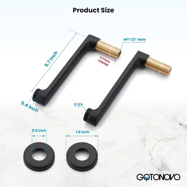imagegotonovo Matte Black Clawfoot Tub 338 Inch Wall Mount Adapter Bathtub Kitchen Faucet Adjustable Swing Arms Commercial Utility 1 PairMatte Black