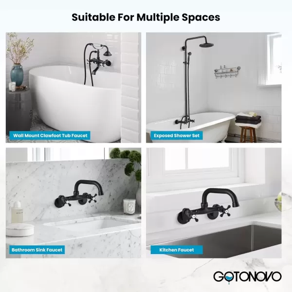 imagegotonovo Matte Black Clawfoot Tub 338 Inch Wall Mount Adapter Bathtub Kitchen Faucet Adjustable Swing Arms Commercial Utility 1 PairMatte Black