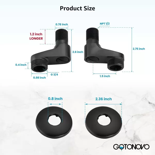 imagegotonovo Matte Black Clawfoot Tub 338 Inch Wall Mount Adapter Bathtub Kitchen Faucet Adjustable Swing Arms Commercial Utility 1 PairMatte Black