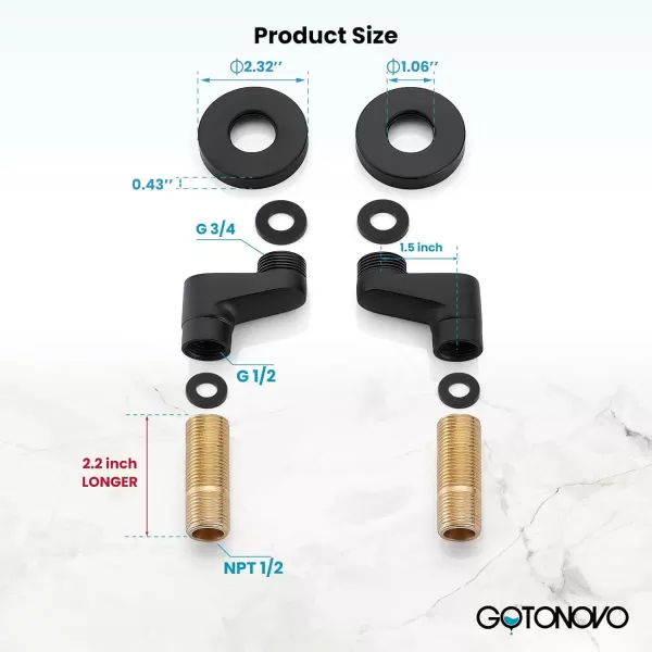 imagegotonovo Matte Black Clawfoot Tub 338 Inch Wall Mount Adapter Bathtub Kitchen Faucet Adjustable Swing Arms Commercial Utility 1 PairMatte Black
