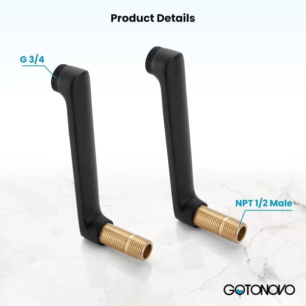 imagegotonovo Matte Black Clawfoot Tub 338 Inch Wall Mount Adapter Bathtub Kitchen Faucet Adjustable Swing Arms Commercial Utility 1 PairMatte Black