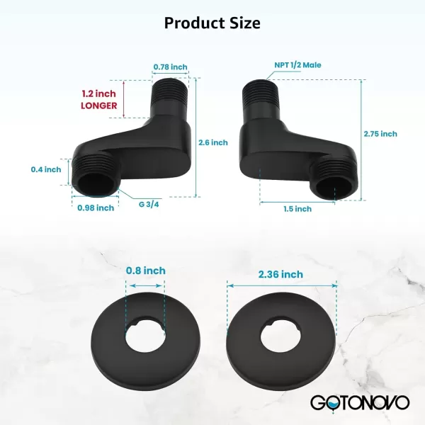 imagegotonovo Matte Black Clawfoot Tub 338 Inch Wall Mount Adapter Bathtub Kitchen Faucet Adjustable Swing Arms Commercial Utility 1 PairMatte Black