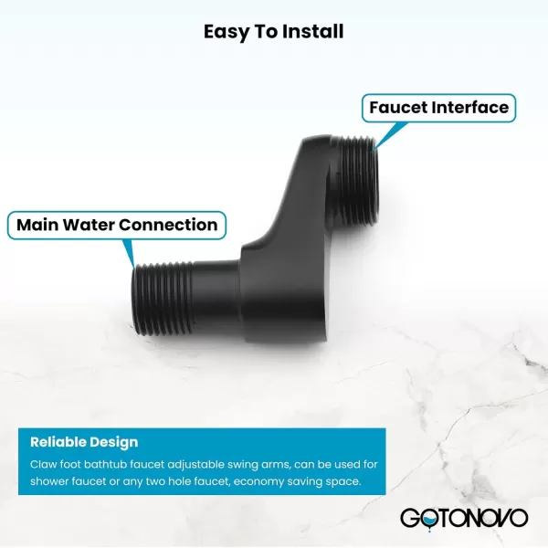 imagegotonovo Matte Black Clawfoot Tub 338 Inch Wall Mount Adapter Bathtub Kitchen Faucet Adjustable Swing Arms Commercial Utility 1 PairMatte Black
