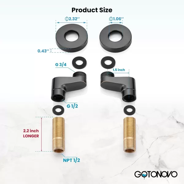 imagegotonovo Matte Black Clawfoot Tub 338 Inch Wall Mount Adapter Bathtub Kitchen Faucet Adjustable Swing Arms Commercial Utility 1 PairOil Rubbed Bronze