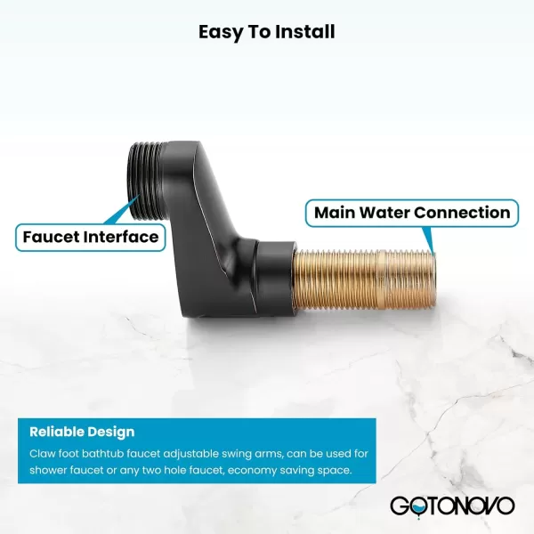 imagegotonovo Matte Black Clawfoot Tub 338 Inch Wall Mount Adapter Bathtub Kitchen Faucet Adjustable Swing Arms Commercial Utility 1 PairOil Rubbed Bronze