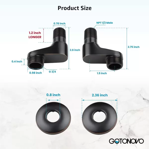imagegotonovo Matte Black Clawfoot Tub 338 Inch Wall Mount Adapter Bathtub Kitchen Faucet Adjustable Swing Arms Commercial Utility 1 PairOil Rubbed Bronze