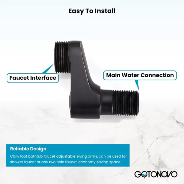 imagegotonovo Matte Black Clawfoot Tub 338 Inch Wall Mount Adapter Bathtub Kitchen Faucet Adjustable Swing Arms Commercial Utility 1 PairOil Rubbed Bronze