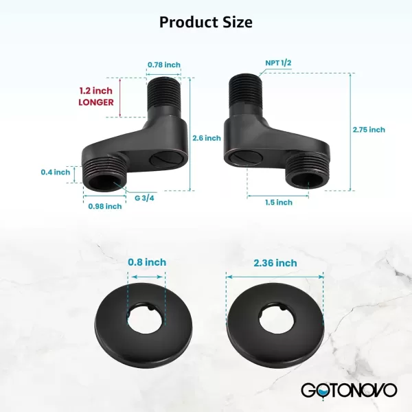 imagegotonovo Matte Black Clawfoot Tub 338 Inch Wall Mount Adapter Bathtub Kitchen Faucet Adjustable Swing Arms Commercial Utility 1 PairOil Rubbed Bronze