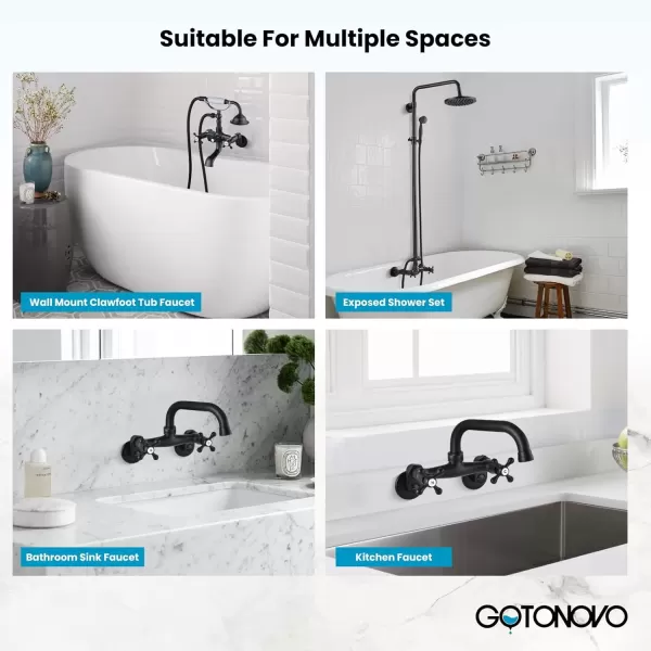 imagegotonovo Matte Black Clawfoot Tub 338 Inch Wall Mount Adapter Bathtub Kitchen Faucet Adjustable Swing Arms Commercial Utility 1 PairOil Rubbed Bronze