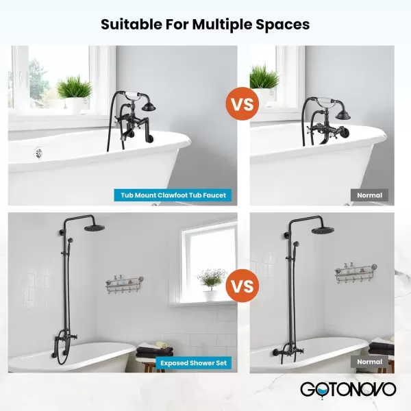 imagegotonovo Matte Black Clawfoot Tub 338 Inch Wall Mount Adapter Bathtub Kitchen Faucet Adjustable Swing Arms Commercial Utility 1 PairOil Rubbed Bronze