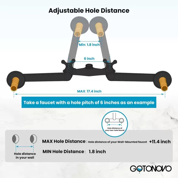 imagegotonovo Matte Black Clawfoot Tub 338 Inch Wall Mount Adapter Bathtub Kitchen Faucet Adjustable Swing Arms Commercial Utility 1 PairOil Rubbed Bronze