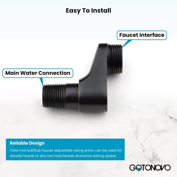 imagegotonovo Matte Black Clawfoot Tub 338 Inch Wall Mount Adapter Bathtub Kitchen Faucet Adjustable Swing Arms Commercial Utility 1 PairOil Rubbed Bronze