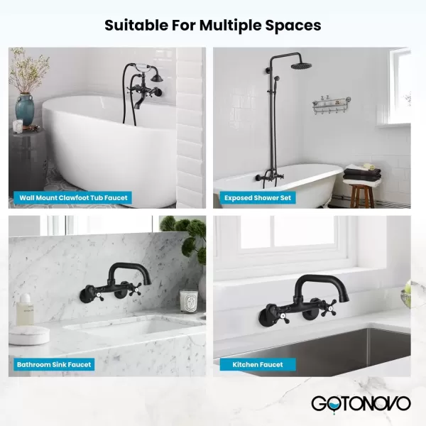 imagegotonovo Matte Black Clawfoot Tub 338 Inch Wall Mount Adapter Bathtub Kitchen Faucet Adjustable Swing Arms Commercial Utility 1 PairOil Rubbed Bronze