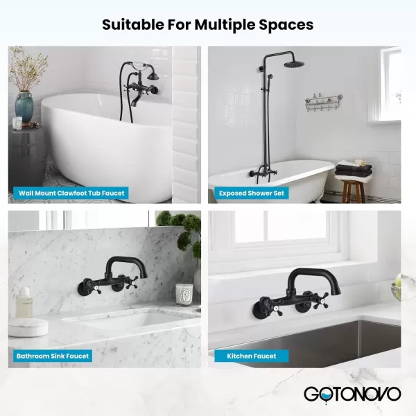 imagegotonovo Matte Black Clawfoot Tub 338 Inch Wall Mount Adapter Bathtub Kitchen Faucet Adjustable Swing Arms Commercial Utility 1 PairOil Rubbed Bronze