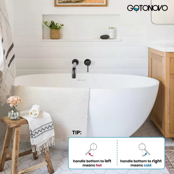 imagegotonovo Matte Black Contemporary Bathroom Tub Filler Faucet Single Handle Wall Mounted Tub Faucet Long Spout Reach Faucet Solid Brass Rough in Valve Bathtub Faucet