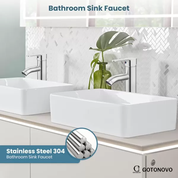 imagegotonovo Matte Black and Brushed Nickel 1 Hole 1 Handle Vessel Bathroom Faucet with Pop Up Drain Assembly RV Vanity Lavatory Faucet Deck Mounted Supply Hoses Stainless SteelPolish Chrome