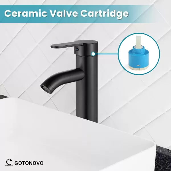 imagegotonovo Matte Black and Brushed Nickel 1 Hole 1 Handle Vessel Bathroom Faucet with Pop Up Drain Assembly RV Vanity Lavatory Faucet Deck Mounted Supply Hoses Stainless SteelOil Rubbed Bronze