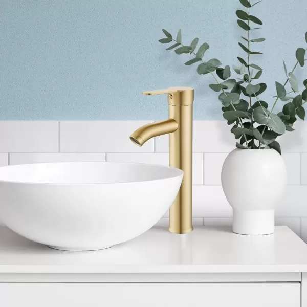 imagegotonovo Matte Black and Brushed Nickel 1 Hole 1 Handle Vessel Bathroom Faucet with Pop Up Drain Assembly RV Vanity Lavatory Faucet Deck Mounted Supply Hoses Stainless SteelBrushed Gold