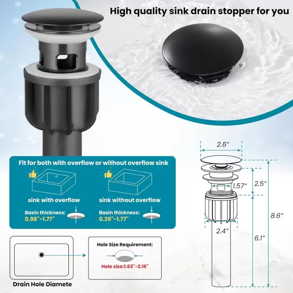 imagegotonovo Matte Black and Brushed Nickel 1 Hole 1 Handle Vessel Bathroom Faucet with Pop Up Drain Assembly RV Vanity Lavatory Faucet Deck Mounted Supply Hoses Stainless SteelMatte Black and Polish Chrome