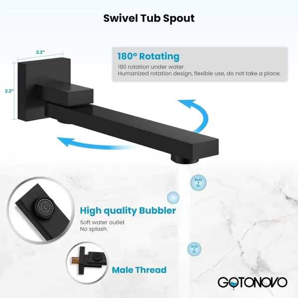 imagegotonovo Oil Rubbed Bronze Shower System Wall Mount Triple Function Bathroom Shower Faucet Set High Pressure Square 10quot Rain Showerhead Tub Shower Faucet with Hand Shower RoughIn ValveMatte Black