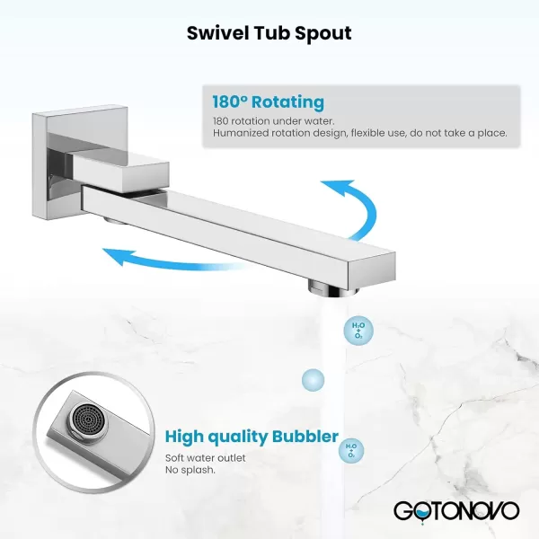 imagegotonovo Oil Rubbed Bronze Shower System Wall Mount Triple Function Bathroom Shower Faucet Set High Pressure Square 10quot Rain Showerhead Tub Shower Faucet with Hand Shower RoughIn ValveChrome Polished