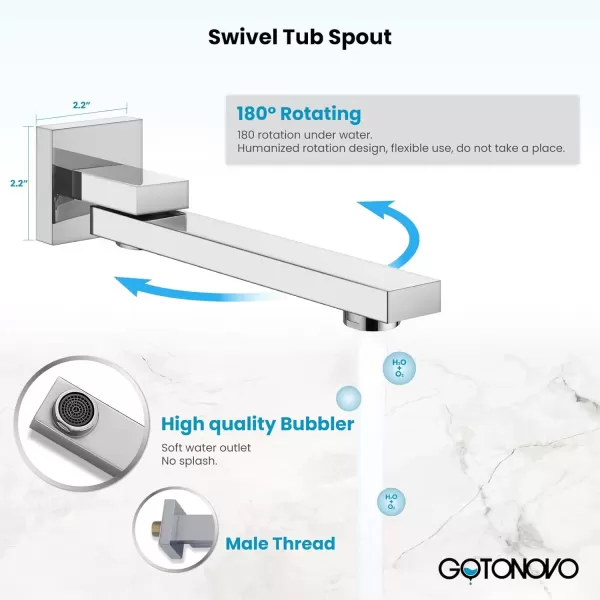 imagegotonovo Oil Rubbed Bronze Shower System Wall Mount Triple Function Bathroom Shower Faucet Set High Pressure Square 10quot Rain Showerhead Tub Shower Faucet with Hand Shower RoughIn ValveChrome Polished