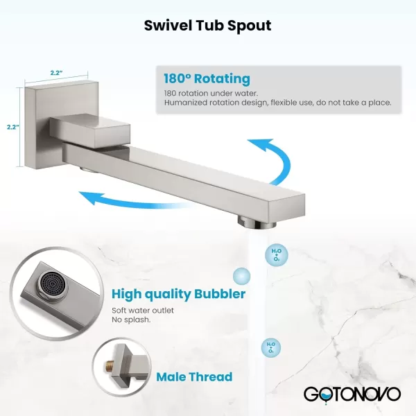 imagegotonovo Oil Rubbed Bronze Shower System Wall Mount Triple Function Bathroom Shower Faucet Set High Pressure Square 10quot Rain Showerhead Tub Shower Faucet with Hand Shower RoughIn ValveBrushed Nickel