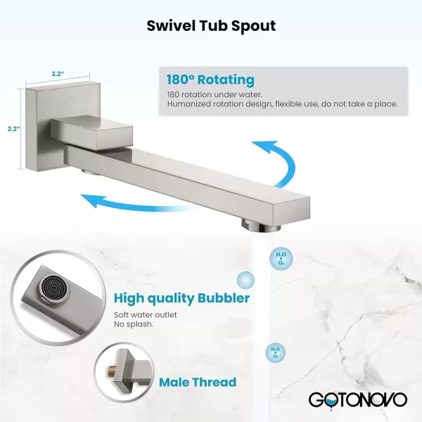 imagegotonovo Oil Rubbed Bronze Shower System Wall Mount Triple Function Bathroom Shower Faucet Set High Pressure Square 10quot Rain Showerhead Tub Shower Faucet with Hand Shower RoughIn ValveBrushed Nickel