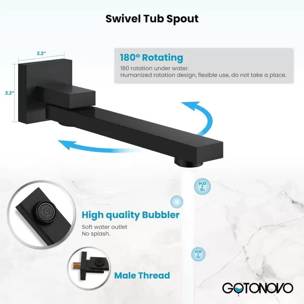 imagegotonovo Oil Rubbed Bronze Shower System Wall Mount Triple Function Bathroom Shower Faucet Set High Pressure Square 10quot Rain Showerhead Tub Shower Faucet with Hand Shower RoughIn ValveMatte Black