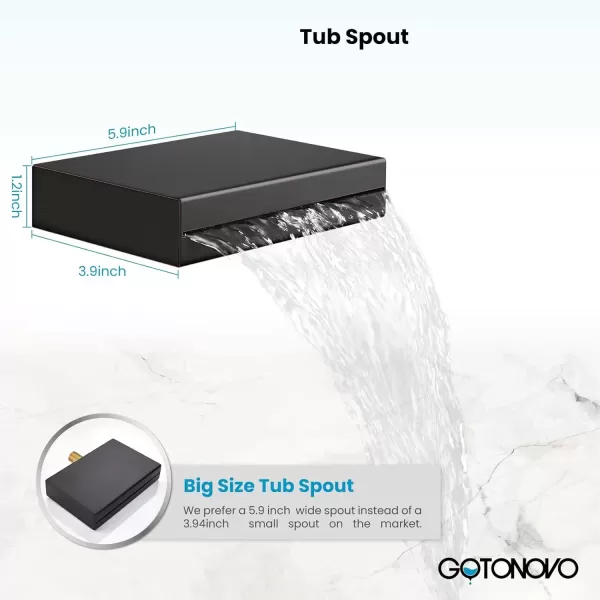 imagegotonovo Polish Chrome Rain Mixer Shower Faucet Set with Waterfall Tub Spout 10 inch Square Rainfall Shower Head with Handheld Spray Wall Mounted Roughin Valve and Trim IncludedOil Rubbed Bronze