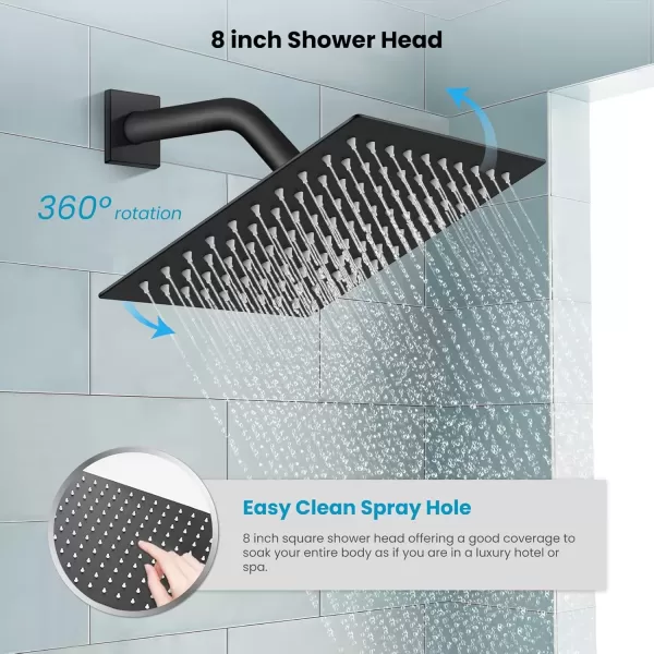 imagegotonovo Polish Chrome Rain Mixer Shower Faucet Set with Waterfall Tub Spout 10 inch Square Rainfall Shower Head with Handheld Spray Wall Mounted Roughin Valve and Trim IncludedMatte Black