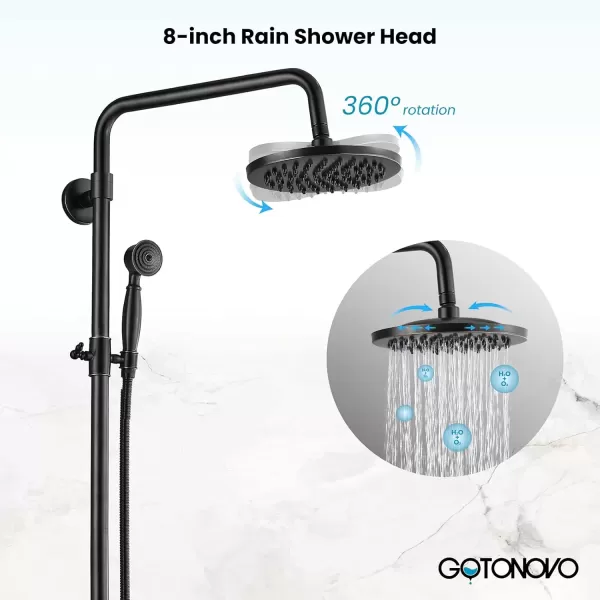 imagegotonovo Polish Chrome Shower Faucet Set 8inch Shower Head with Handheld Spray Double Lever Handle Tub Spout Triple Function Bathroom Shower FixtureWall MountOilBubbed Bronze