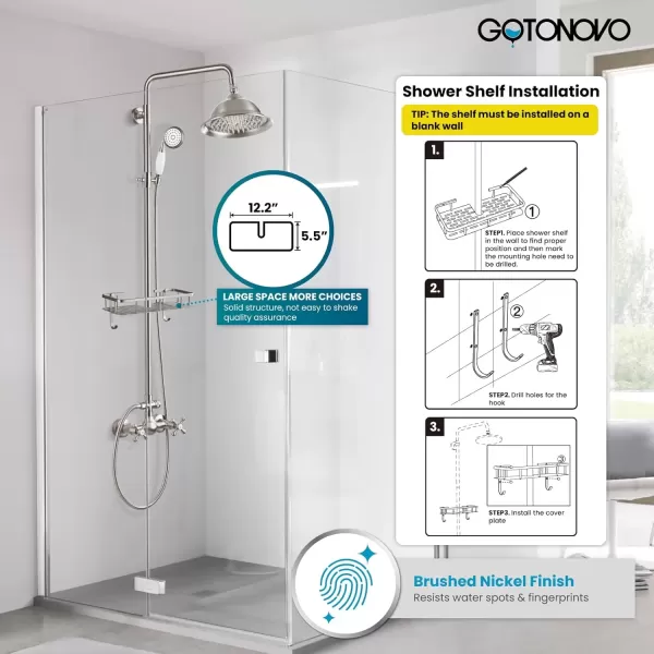 imagegotonovo Polish Gold Exposed Bathroom Shower Faucet 8 Inch Rainfall Shower Head System Handheld Spray Bathroom Wall Mount Shower Fixture SetBrushed Nickel