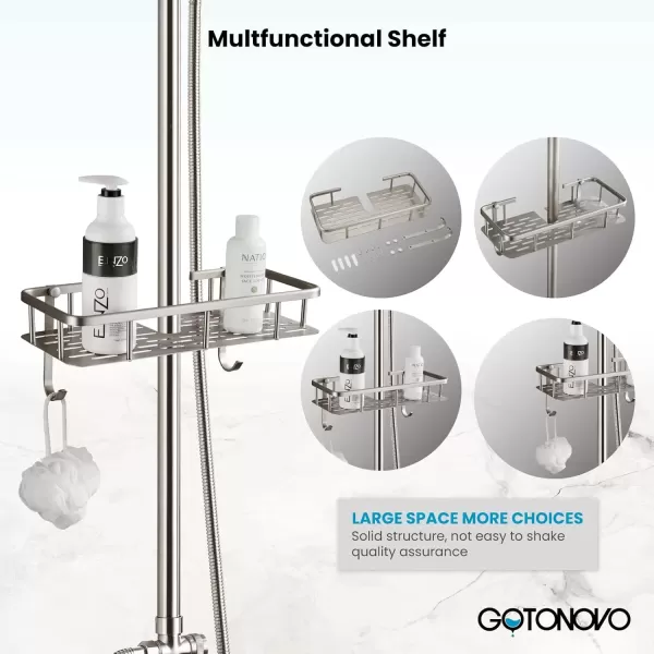 imagegotonovo Polish Gold Exposed Bathroom Shower Faucet 8 Inch Rainfall Shower Head System Handheld Spray Bathroom Wall Mount Shower Fixture SetBrushed Nickel