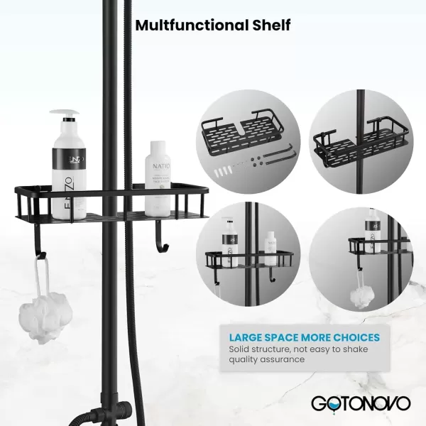imagegotonovo Polish Gold Exposed Bathroom Shower Faucet 8 Inch Rainfall Shower Head System Handheld Spray Bathroom Wall Mount Shower Fixture SetMatte Black