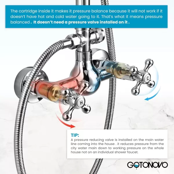 imagegotonovo Polish Gold Exposed Bathroom Shower Faucet 8 Inch Rainfall Shower Head System Handheld Spray Bathroom Wall Mount Shower Fixture SetPolished Chrome