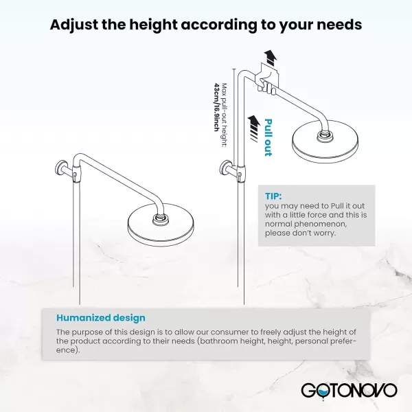 imagegotonovo Polished Chrome Exposed Pipe Bathroom Shower System Wall Mount 8 Round Shower Head Triple Function Mixer Shower Faucet Sets with 2 Lever Knobs Handheld Sprayer with Tub SpoutOilBubbed Bronze