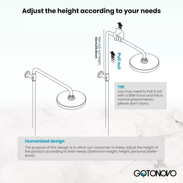 imagegotonovo Polished Chrome Exposed Pipe Bathroom Shower System Wall Mount 8 Round Shower Head Triple Function Mixer Shower Faucet Sets with 2 Lever Knobs Handheld Sprayer with Tub SpoutPolished Chrome
