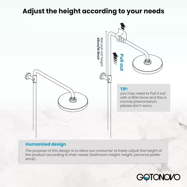 imagegotonovo Polished Chrome Exposed Pipe Bathroom Shower System Wall Mount 8 Round Shower Head Triple Function Mixer Shower Faucet Sets with 2 Lever Knobs Handheld Sprayer with Tub SpoutBrushed Nickel