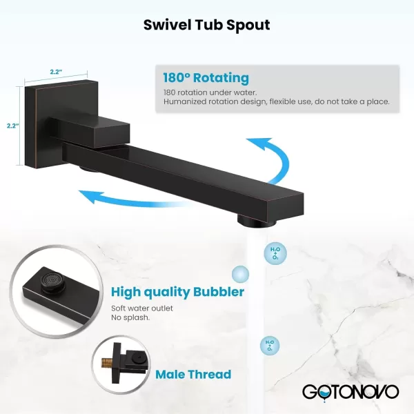 imagegotonovo Polished Chrome Rain Mixer Shower Faucet Set with Waterfall Tub Spout 12 Inch Square Rainfall Shower Head Ceiling Mount with Handheld Spray Roughin Valve and Trim IncludedOil Rubbed Bronze