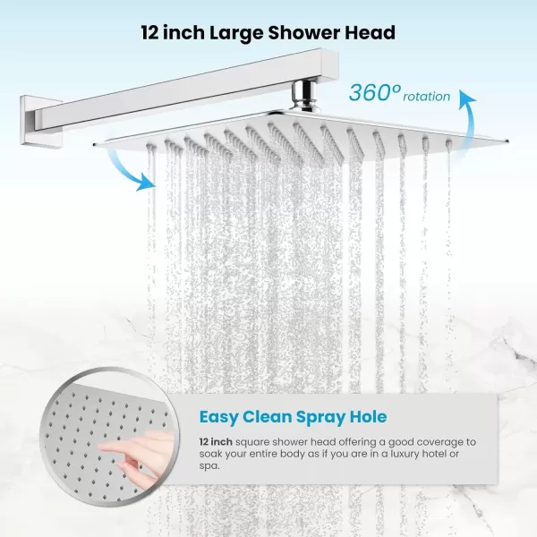 imagegotonovo Push Button Rain Shower System Rainfall Shower Head with Handheld Shower Wall Mount Pressure Balance Valve Included Dual Functions Luxury Shower Faucet Set 10 Inch Matte BlackPolished Chrome