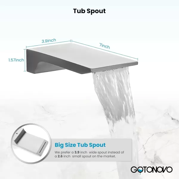 imagegotonovo Rain Mixer Shower Faucet Set Combo with Waterfall Tub Spout Rain Shower System Ceiling Mount Rainfall Shower Head with Handheld Spray Roughin Valve and Trim Included Oil Rubbed Bronze 12Polished Chome