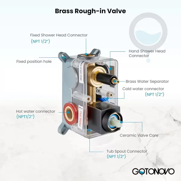 imagegotonovo Rain Mixer Shower Faucet Set Combo with Waterfall Tub Spout Rain Shower System Ceiling Mount Rainfall Shower Head with Handheld Spray Roughin Valve and Trim Included Oil Rubbed Bronze 12Oil Rubbed Bronze