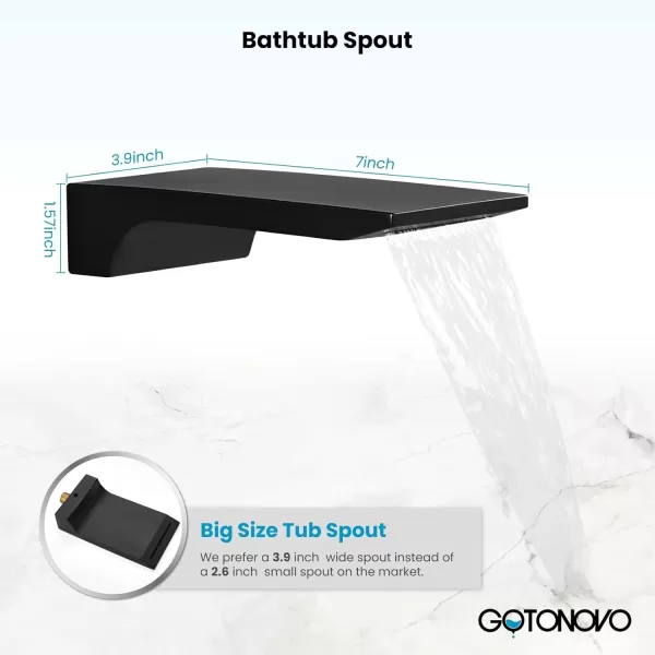 imagegotonovo Rain Mixer Shower Faucet Set Combo with Waterfall Tub Spout Rain Shower System Ceiling Mount Rainfall Shower Head with Handheld Spray Roughin Valve and Trim Included Oil Rubbed Bronze 12Matte Black