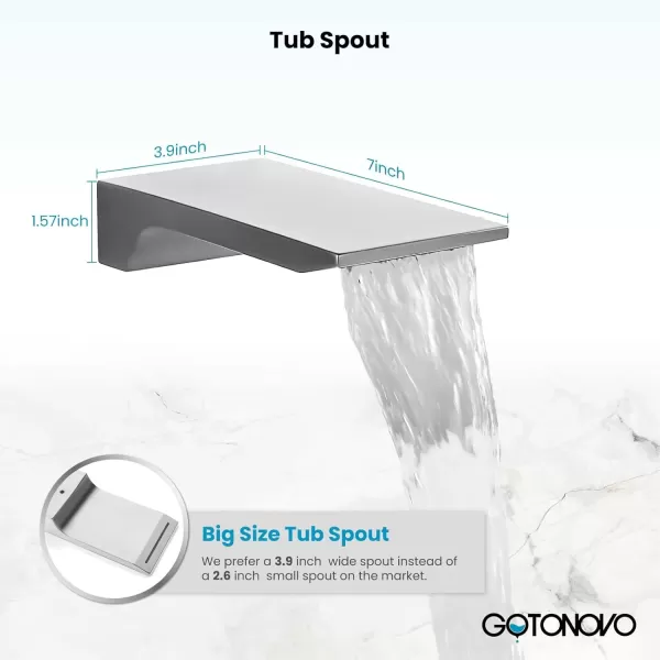 imagegotonovo Rain Mixer Shower Faucet Set Combo with Waterfall Tub Spout Rain Shower System Ceiling Mount Rainfall Shower Head with Handheld Spray Roughin Valve and Trim Included Oil Rubbed Bronze 12Polished Chome