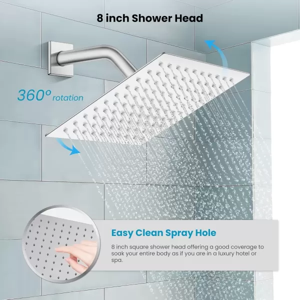 imagegotonovo Rainfall Bathroom Shower System Rain Shower Head and Handle Set Wall Mounted Shower Complete Combo Solid Brass Pressure Balancing Shower Mixer Valve 10 Inch Matte BlackPolished Chrome