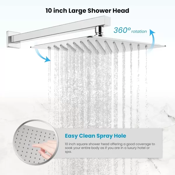 imagegotonovo Rainfall Shower System with Shower Head and Handle Set Bathroom Shower Faucet Set with Handheld Spray High Pressure Roughin Valve Included 8 Inch Round Shower Head Matte BlackPolished Chrome